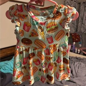 Birdie Bean Bright Food Print Baby Dress with Bloomers